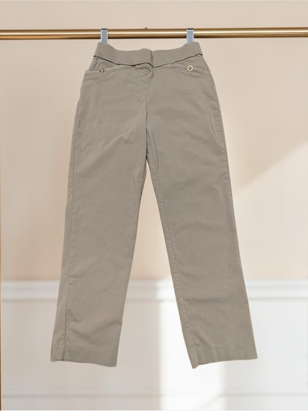 NEW, Lily Morgan, Pull-On Dress Pants, Taupe, Medium, Stretch, Career Office